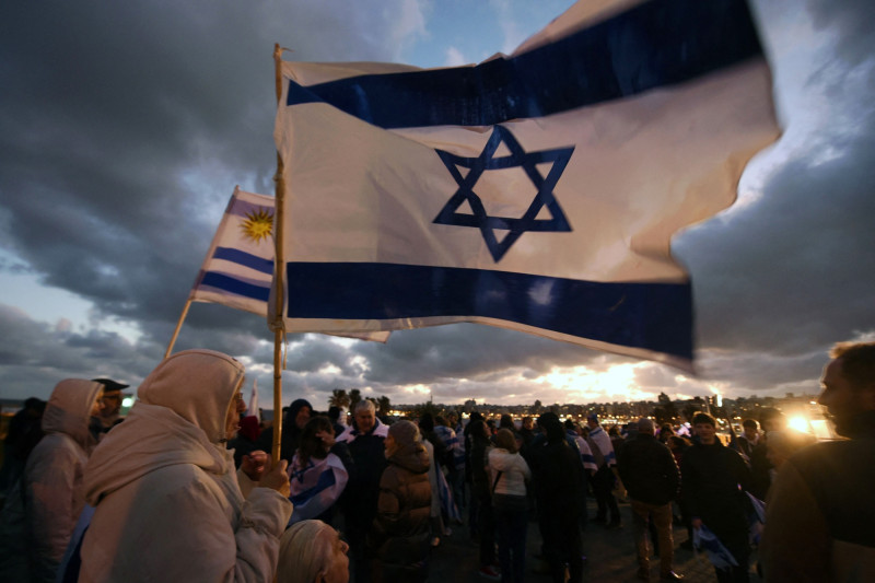 مناصرون لإسرائيل يتجمعون في مدينة مونتيفيديو، أوروغواي، في 11 أكتوبر 2023