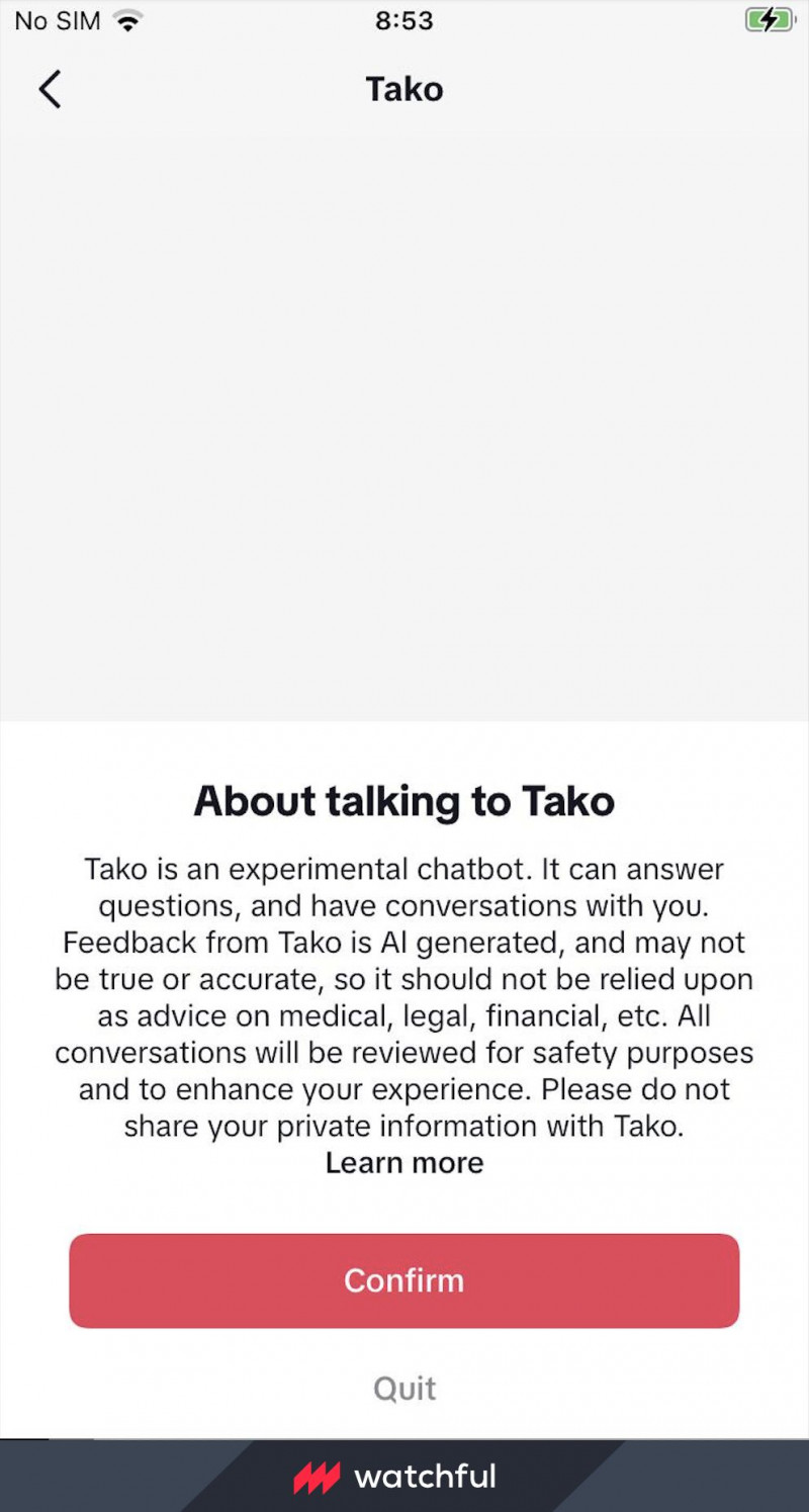 لقطة شاشة لميزة "تاكو" التي تختبرها "تيك توك".