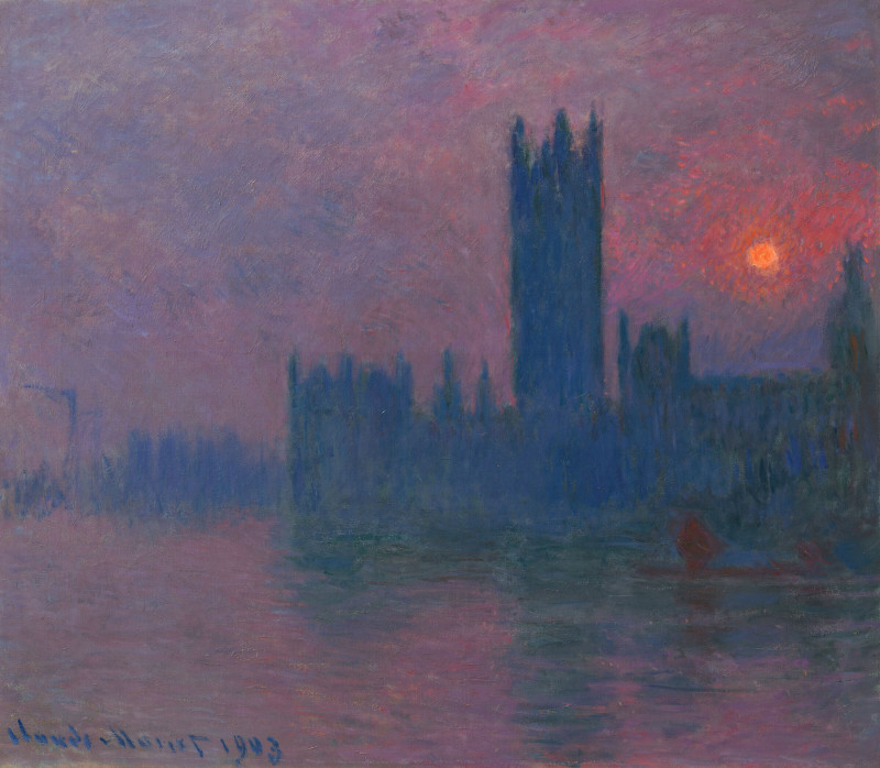 لوحة "البرلمان"، "غروب الشمس في البندقية" للفنان كلود مونيه، رسمت بين عامي 1900 و1903، وبيعت بمبلغ 75.9 مليون دولار في دار "كريستيز".