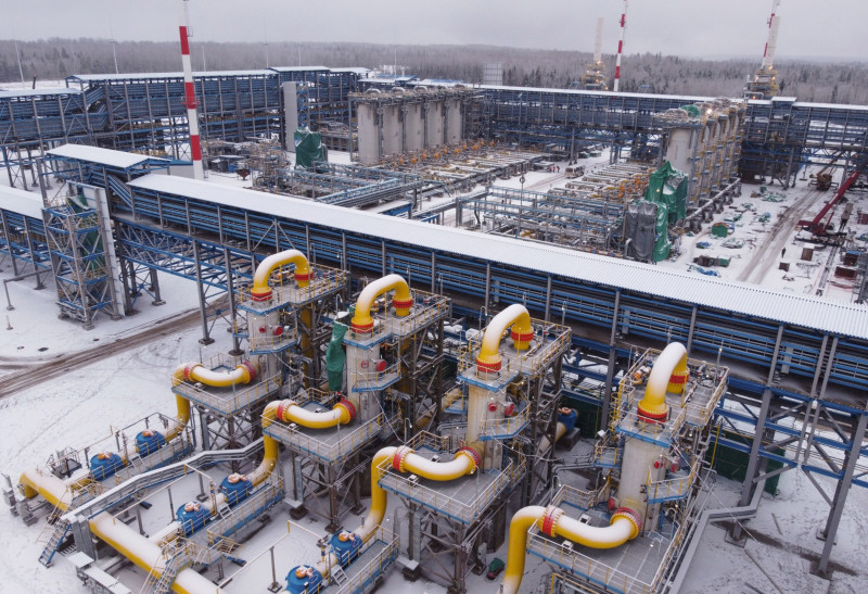 محطة لضغط الغاز تابعة لشركة "غازبروم" في منطقة سلافيانسكايا، التي تُعَدّ نقطة انطلاق لخط أنابيب الغاز "نورد ستريم2"
