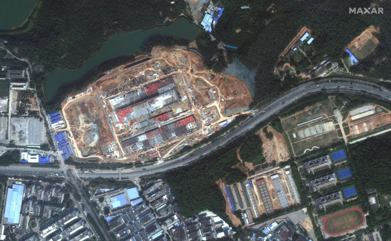 صورة القمر الصناعي لمصنع رقائق "بنجشينوي آي سي" للتصنيع، والتي التُقطت في مارس الماضي وتظهر تقدم البناء