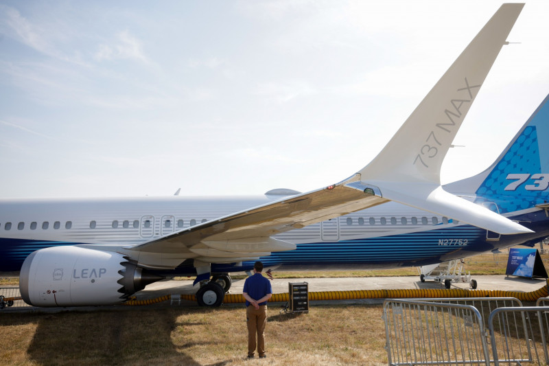 طائرة "بوينغ" طراز "737 ماكس 10" في معرض " فارنبرة" الدولي للطيران في شهر يوليو الماضي.