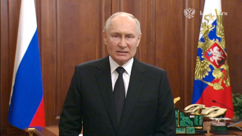 الرئيس الروسي فلاديمير بوتين يلقي خطاباً متلفزاً في موسكو، روسيا. 24 يونيو 2023